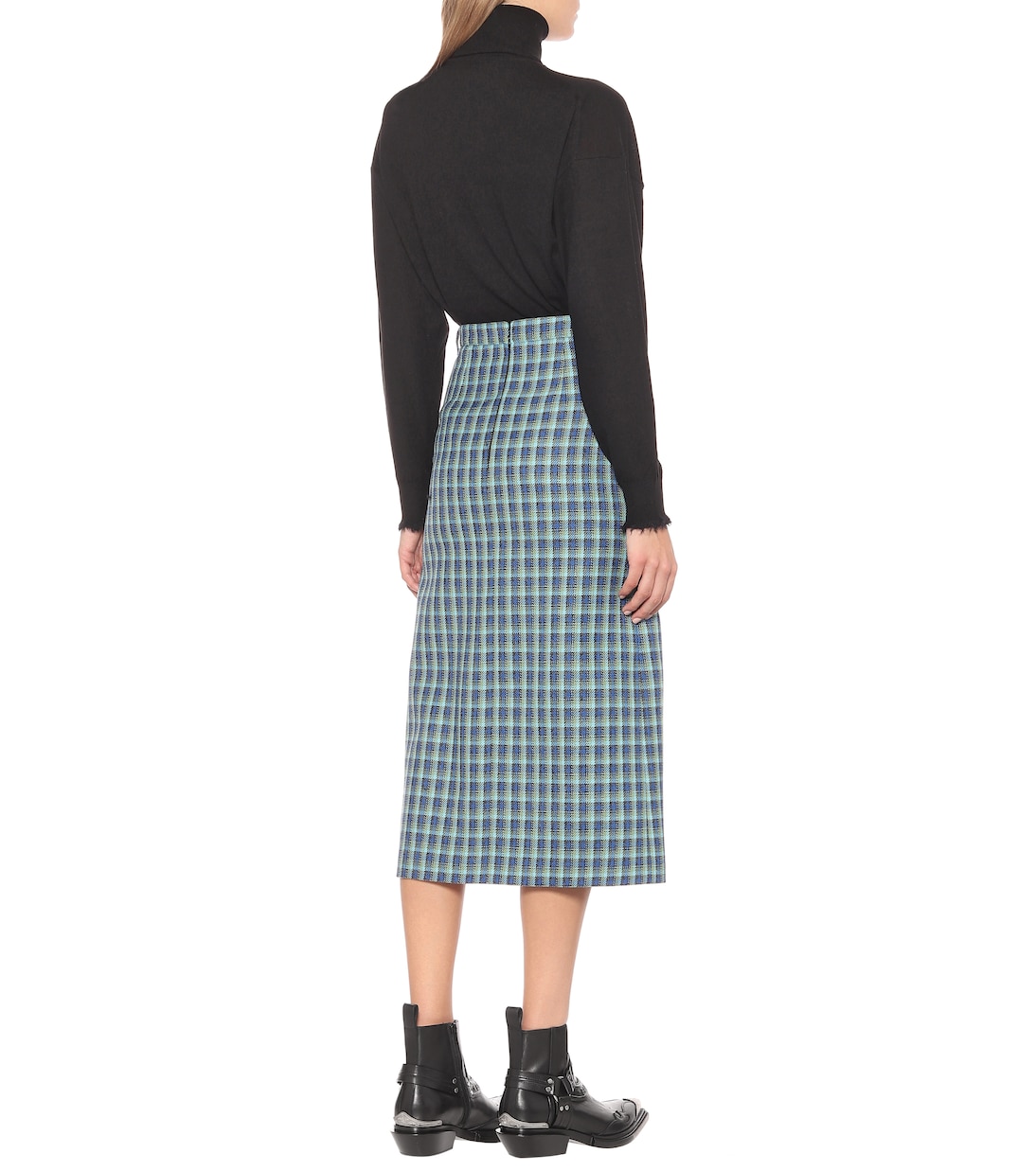 Gonna midi a quadri in lana | Balenciaga