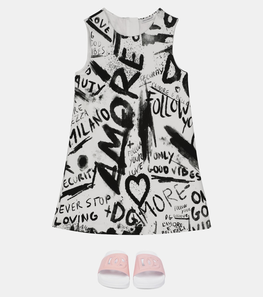 Bedrucktes Kleid aus Stretch-Baumwolle | Dolce&Gabbana Kids