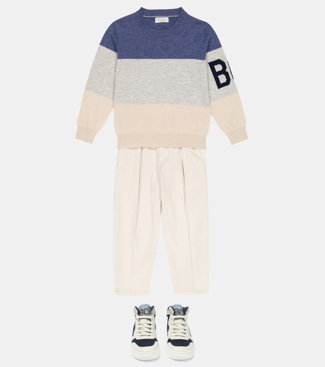 Pullover in cashmere a righe | Brunello Cucinelli Kids