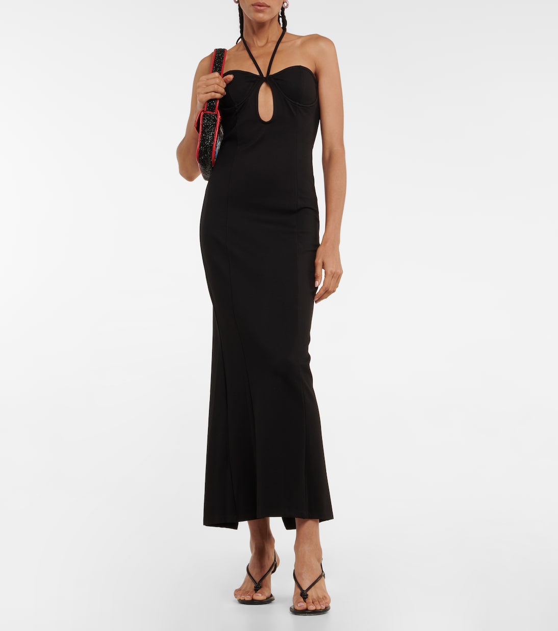 Vestido midi Bardot con cuello halter | Staud