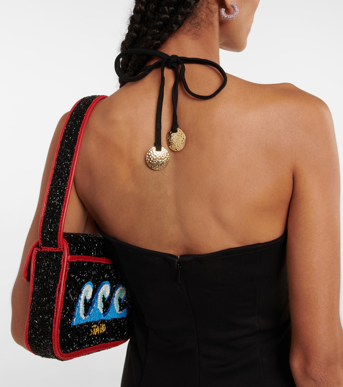 Vestido midi Bardot con cuello halter | Staud