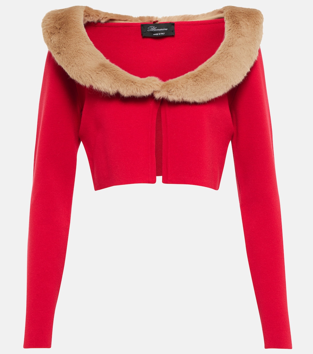 Faux fur-trimmed jersey cardigan | Blumarine
