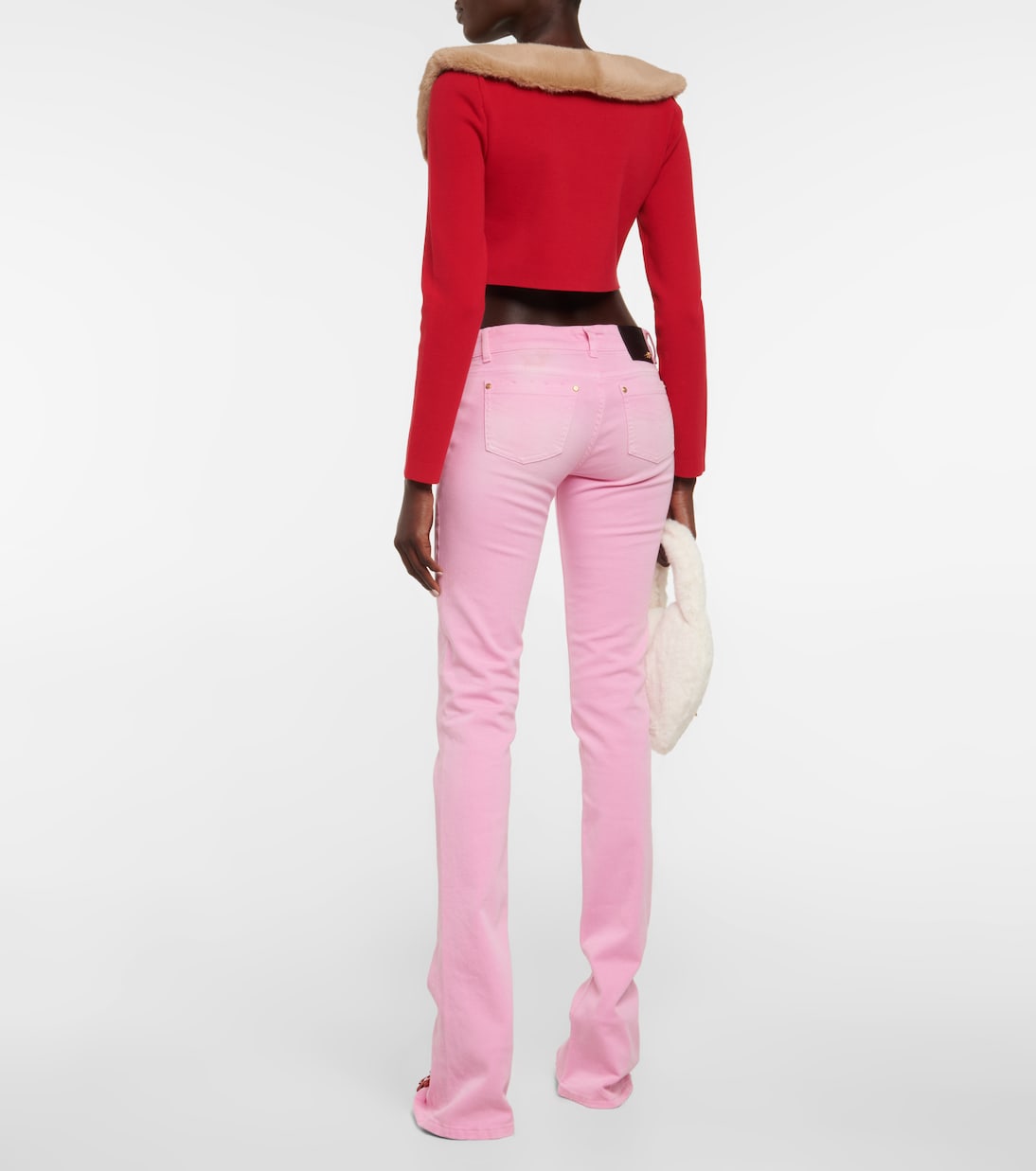Faux fur-trimmed jersey cardigan | Blumarine