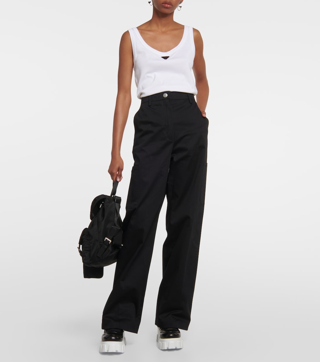 Sneakers in nappa imbottita con platform | Prada