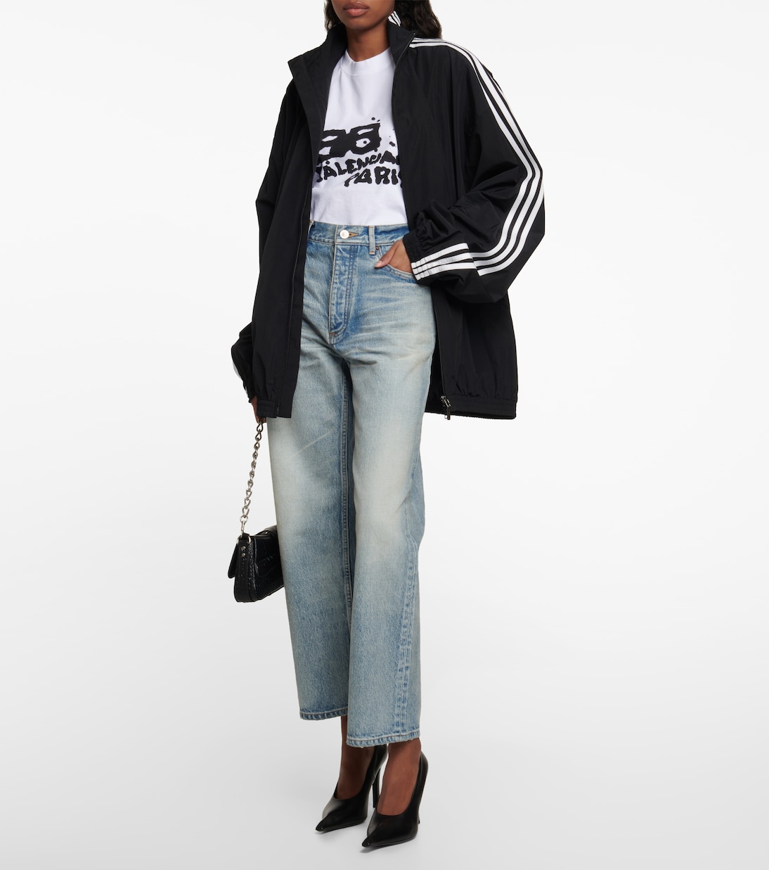 جينز بأرجل واسعة وخصر عالي | Balenciaga