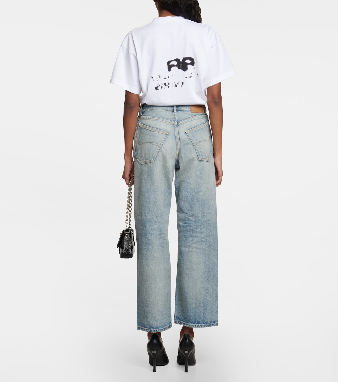 جينز بأرجل واسعة وخصر عالي | Balenciaga