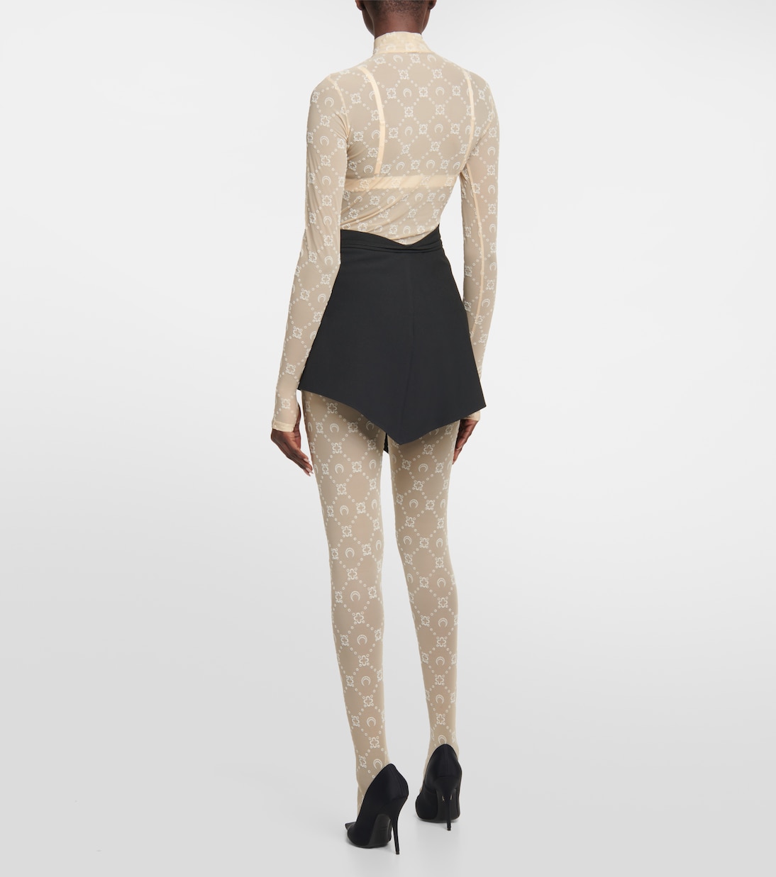 Moonogram flocked mesh tights | Marine Serre