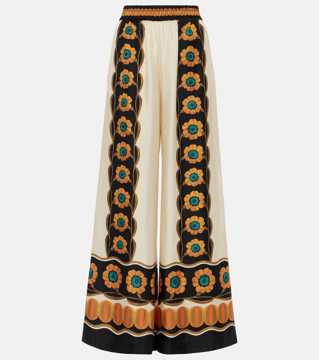 Printed silk twill palazzo pants | La DoubleJ