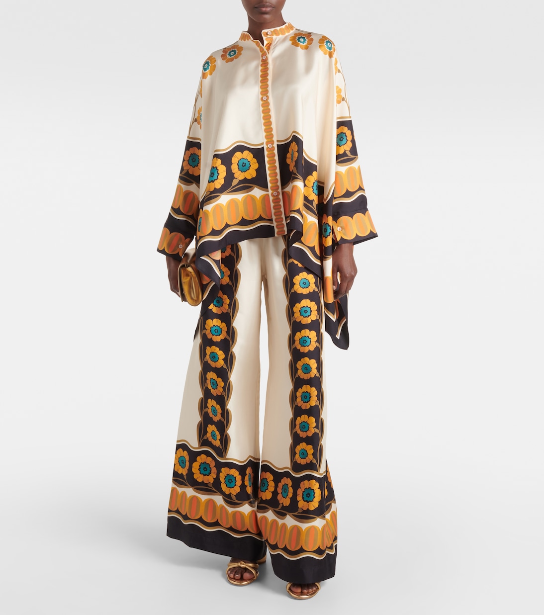 Printed silk twill palazzo pants | La DoubleJ