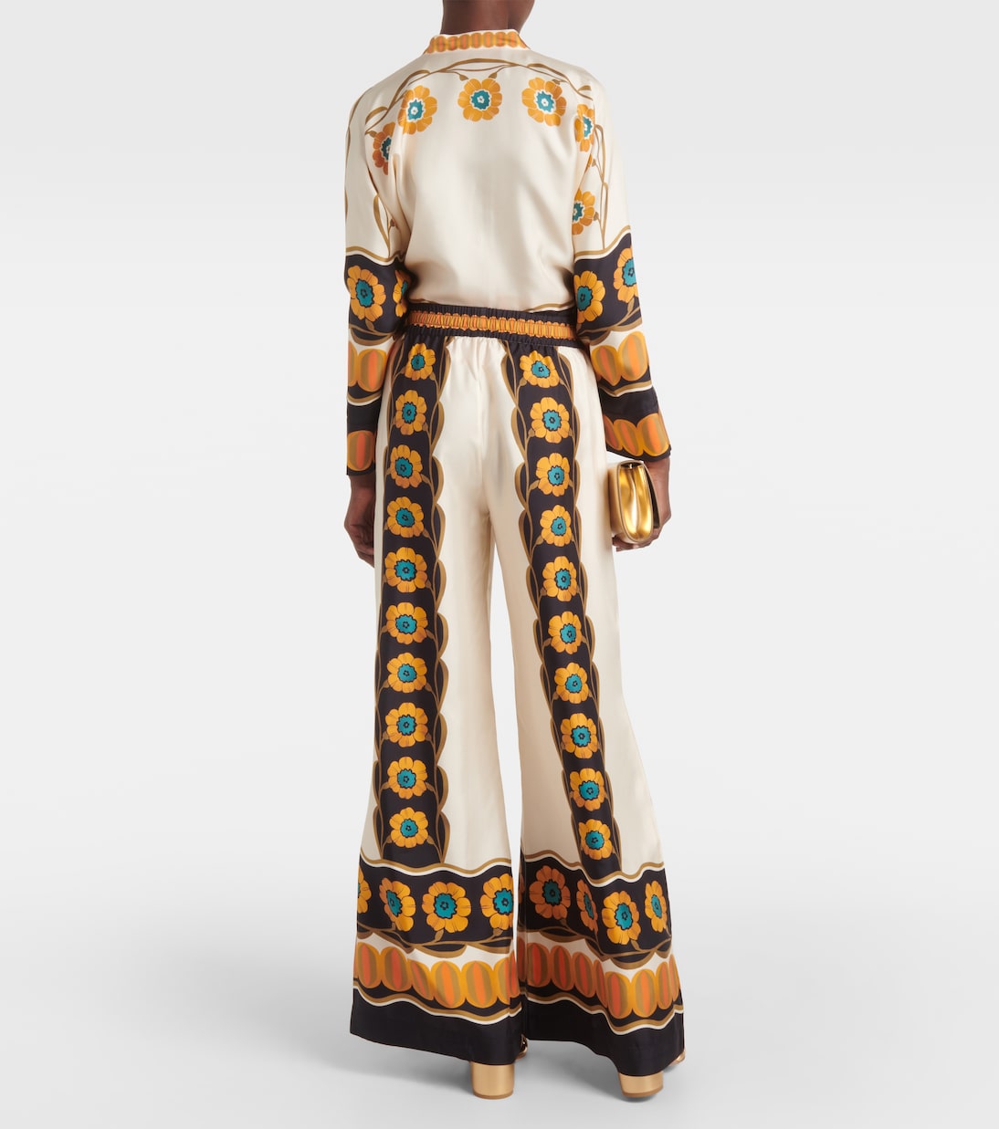 Printed silk twill palazzo pants | La DoubleJ