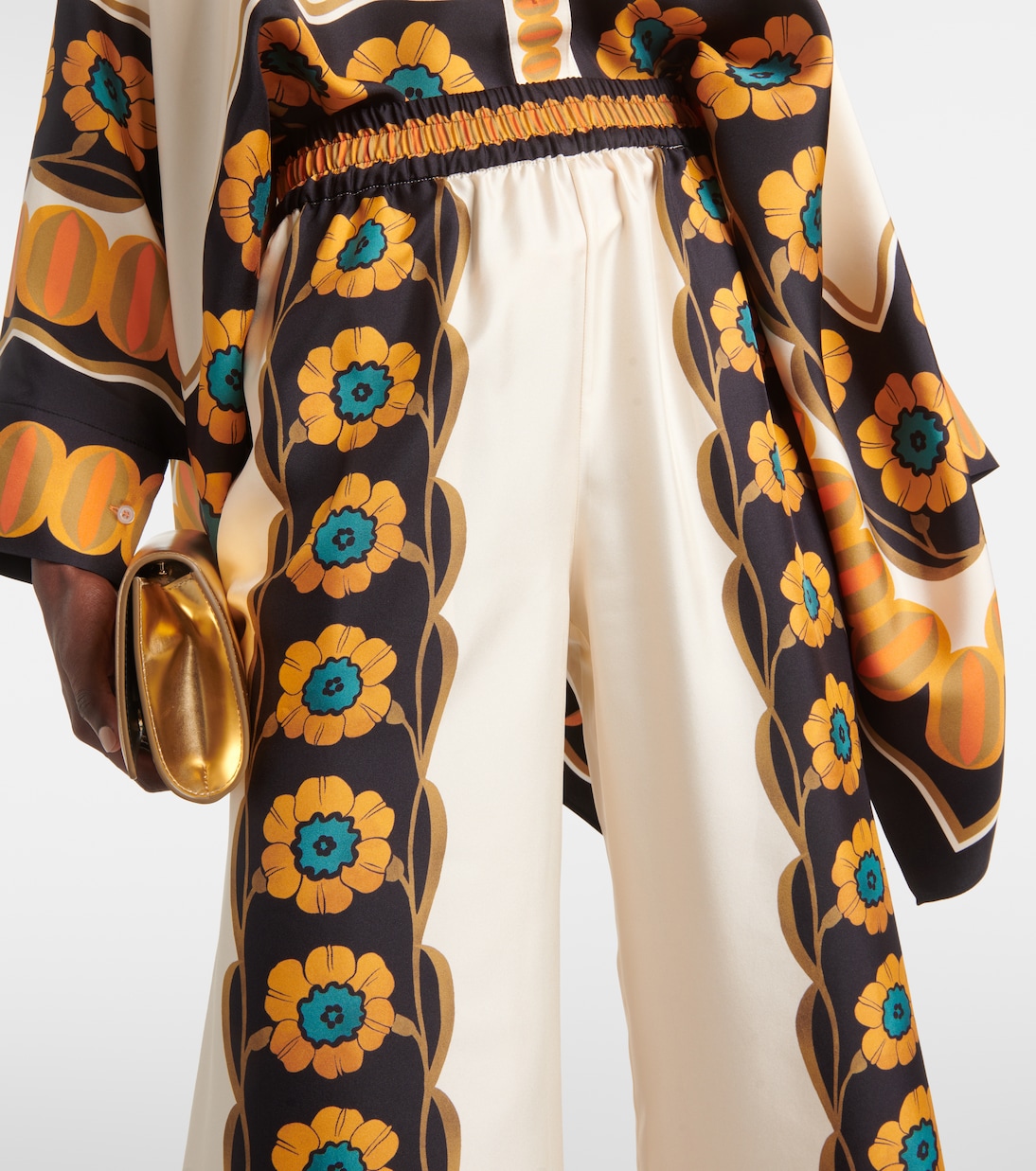 Printed silk twill palazzo pants | La DoubleJ