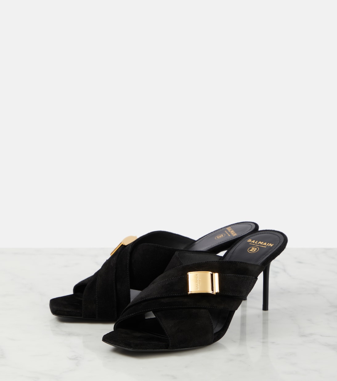 Pantoletten Uma aus Veloursleder | Balmain