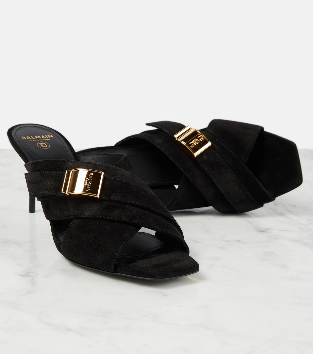 Pantoletten Uma aus Veloursleder | Balmain