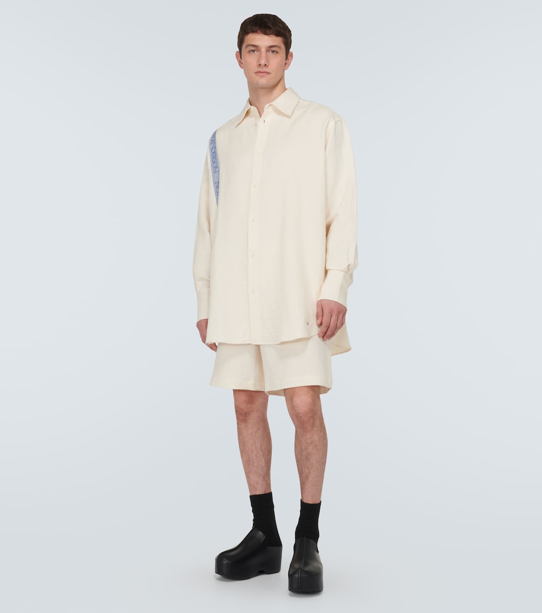 Camicia in cotone e lino a righe | JW Anderson