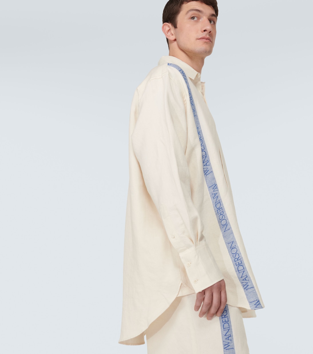 Camicia in cotone e lino a righe | JW Anderson