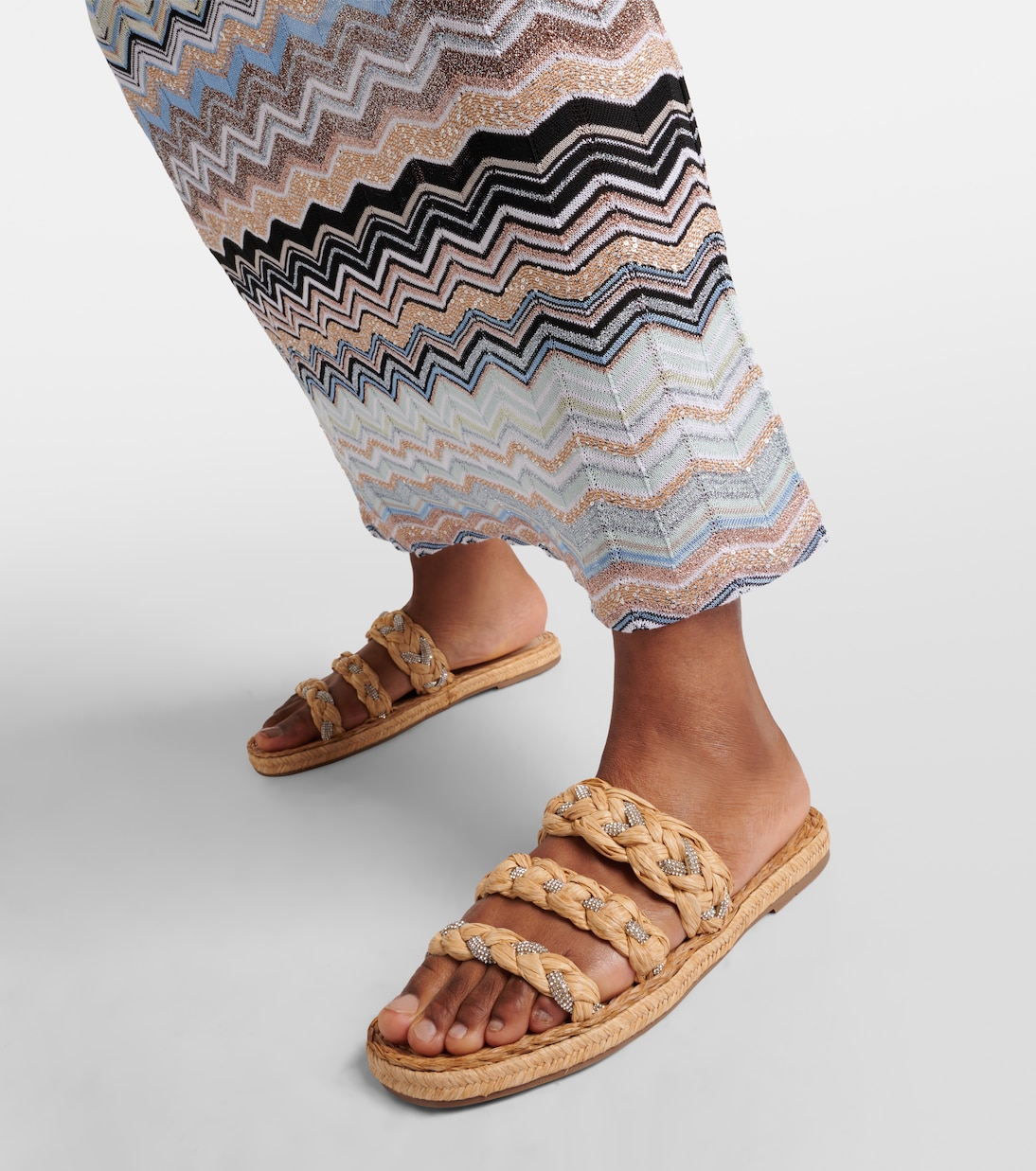 Costiera embellished raffia sandals | Aquazzura