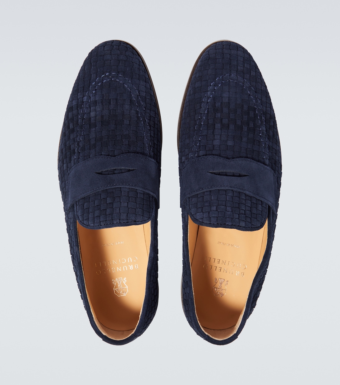 Woven suede penny loafers | Brunello Cucinelli