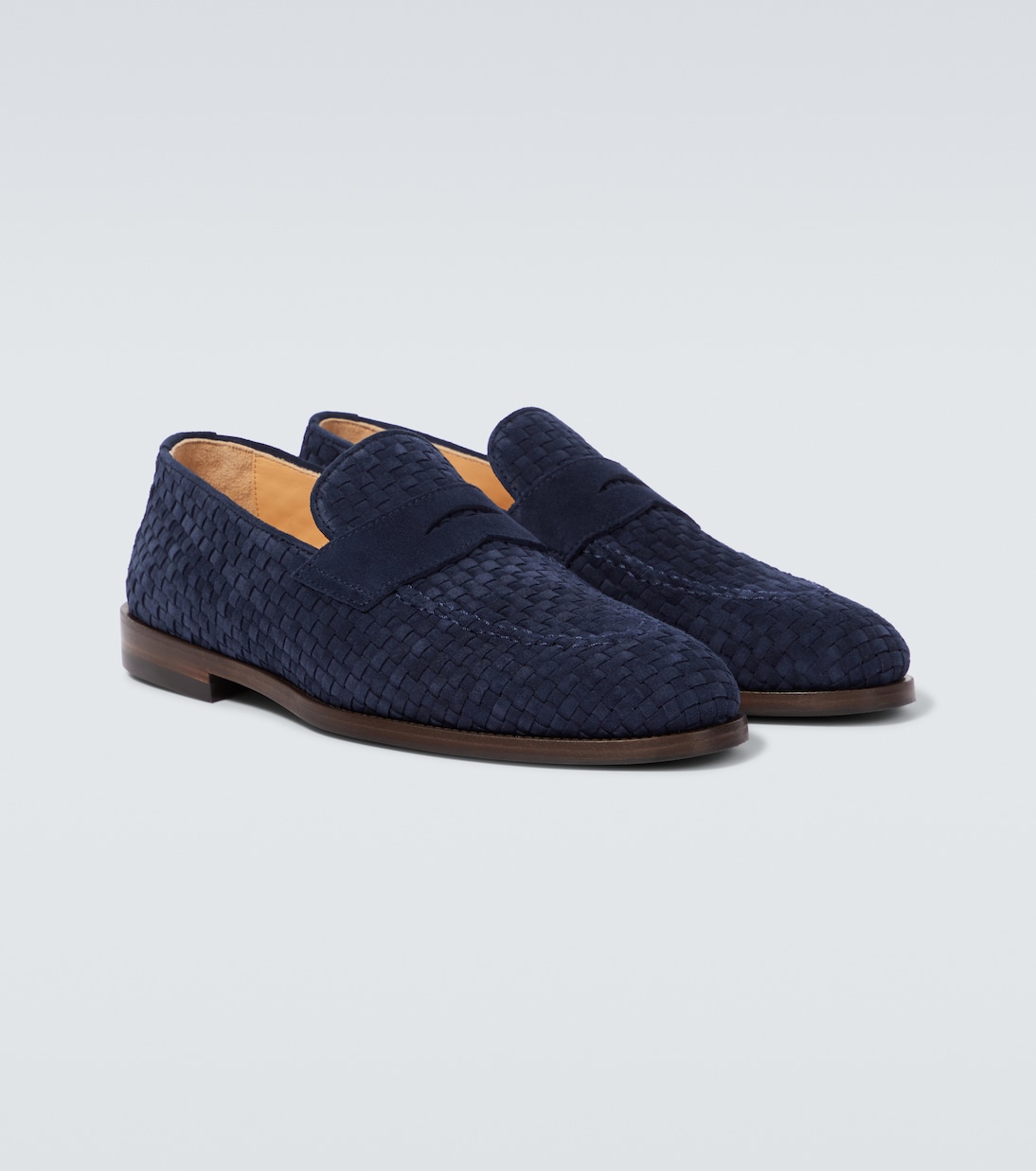 Woven suede penny loafers | Brunello Cucinelli