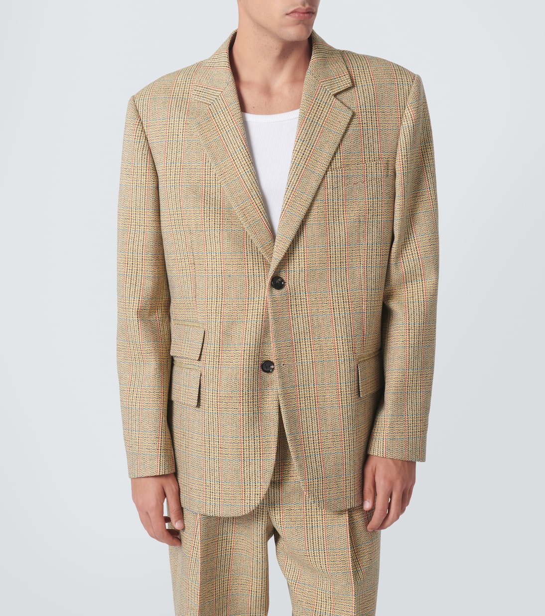 Checked wool and cotton-blend blazer | Bottega Veneta
