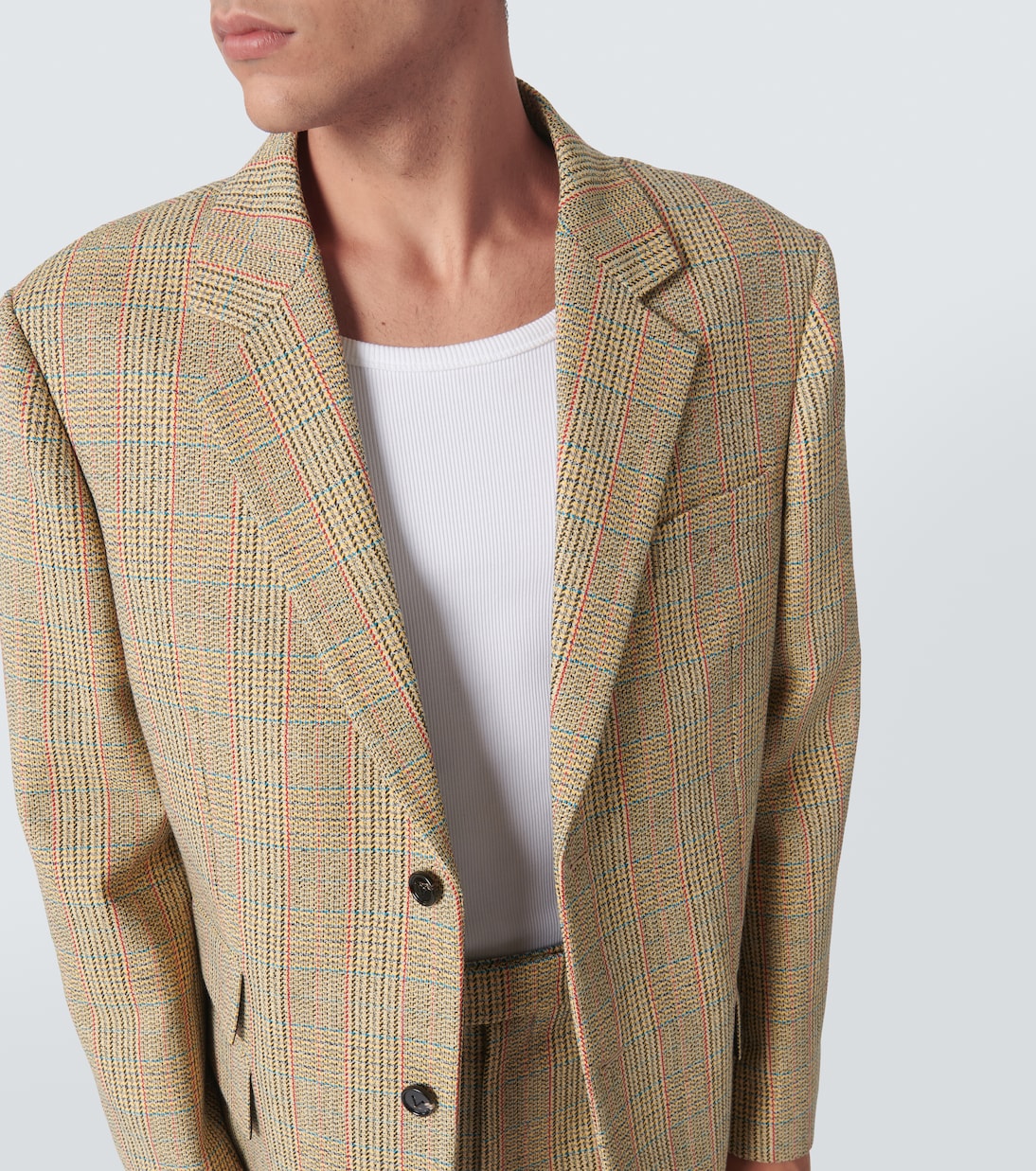 Checked wool and cotton-blend blazer | Bottega Veneta