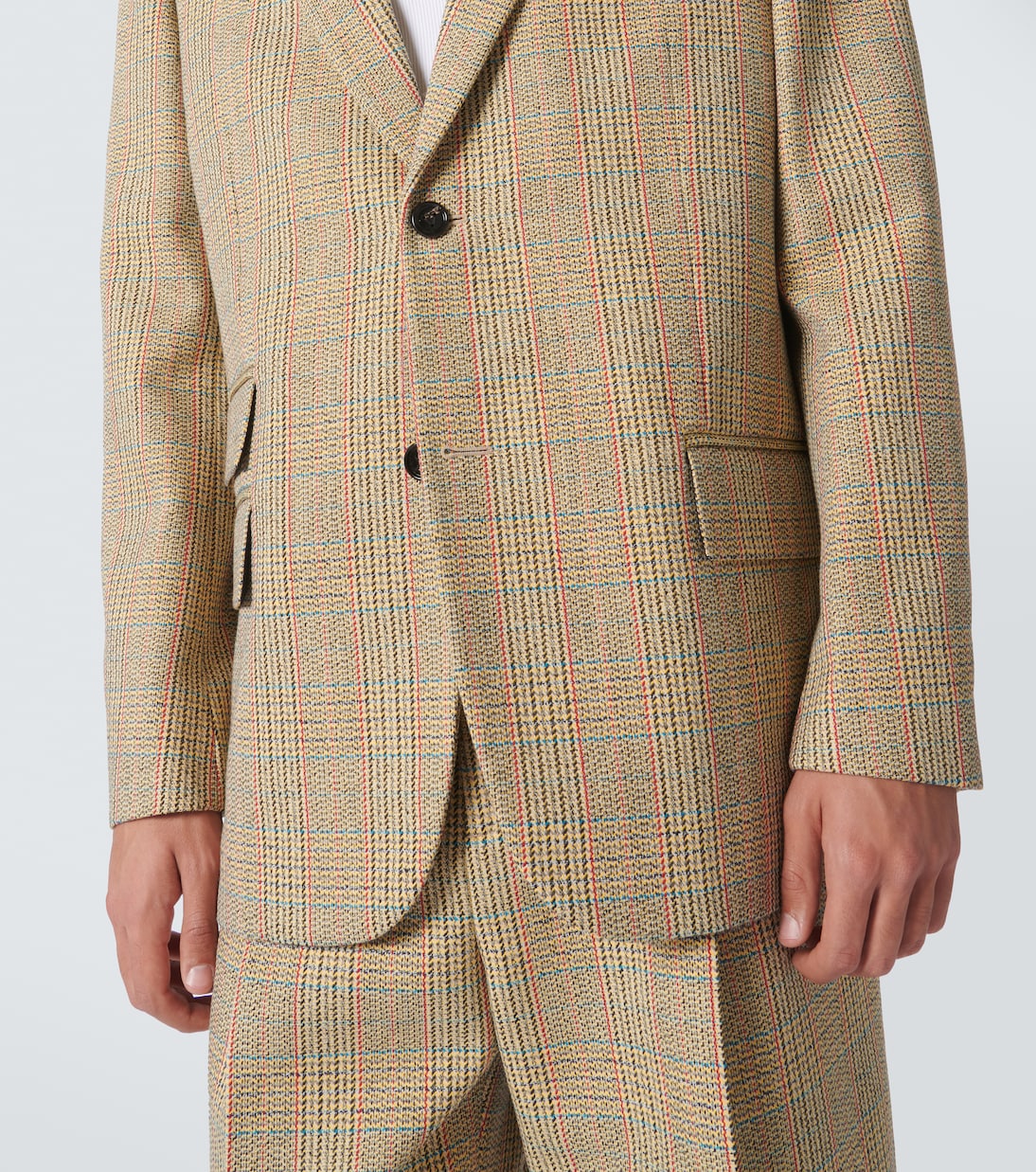 Checked wool and cotton-blend blazer | Bottega Veneta