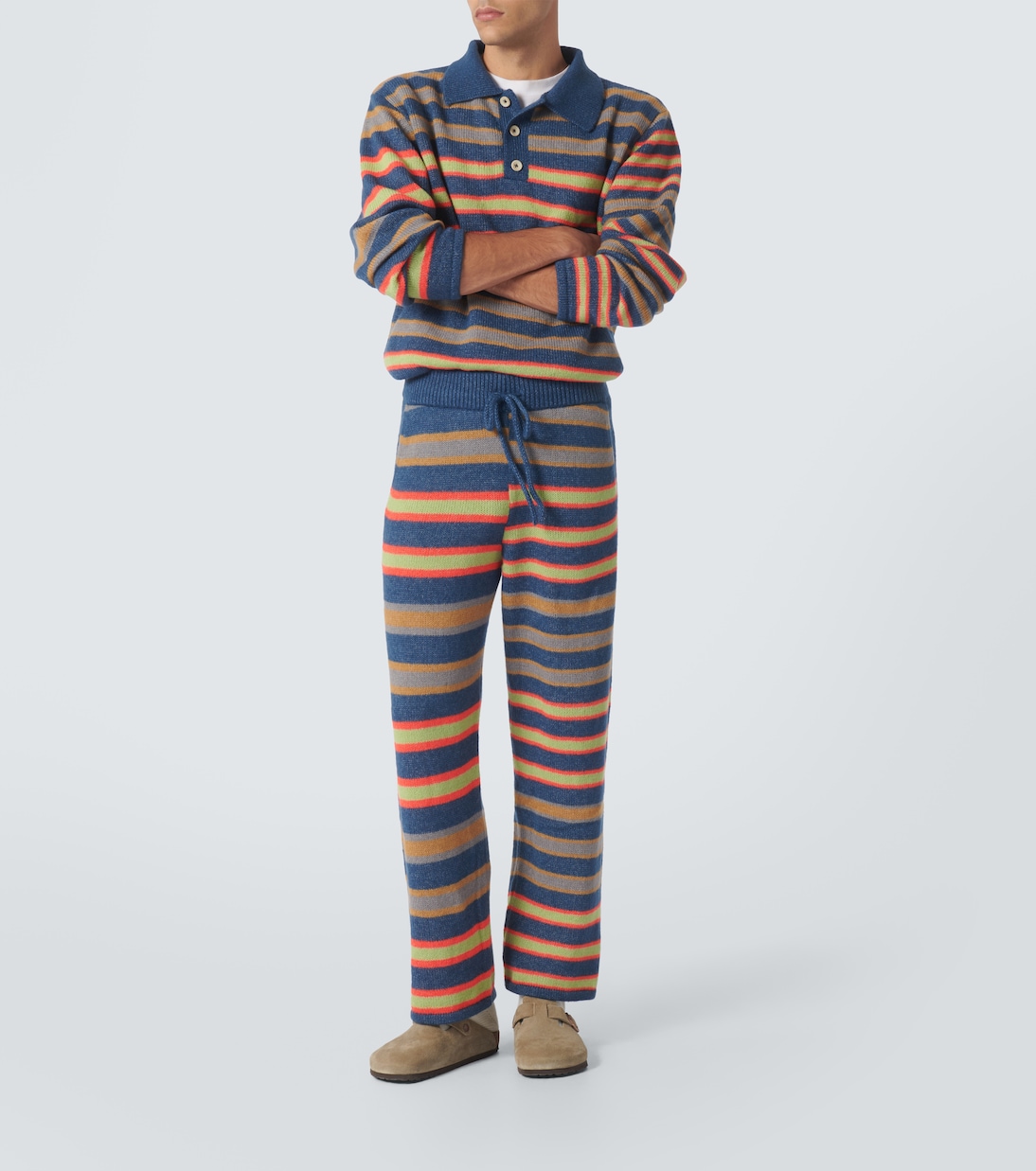 Pantaloni Leo in cashmere e cotone a righe | The Elder Statesman