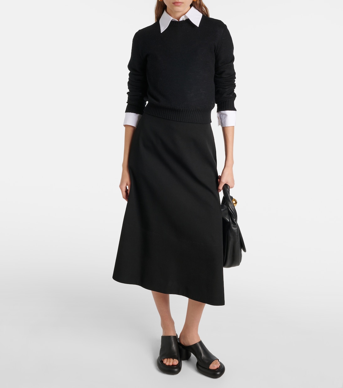 Asymmetric virgin wool midi skirt | Jil Sander