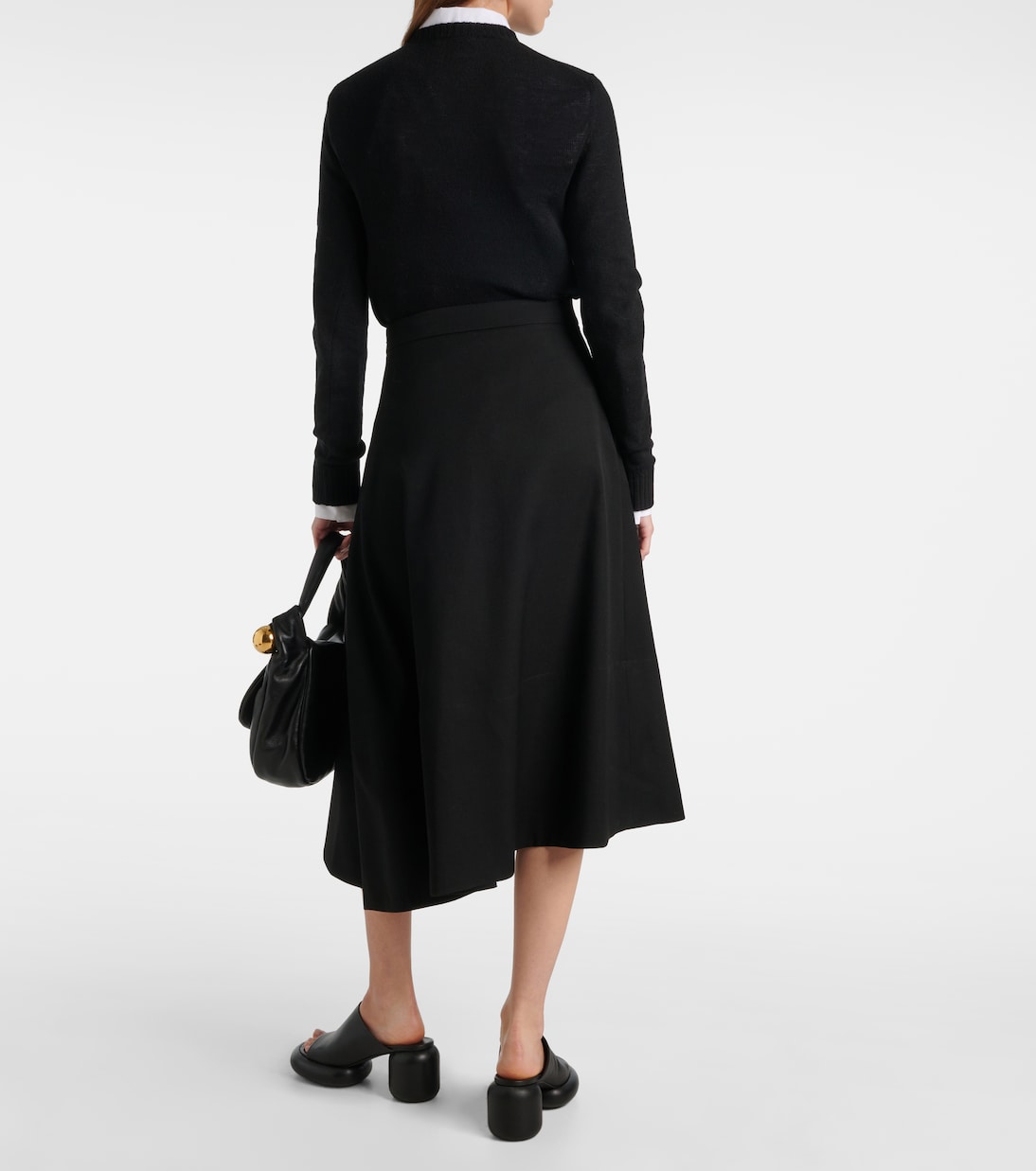 Asymmetric virgin wool midi skirt | Jil Sander