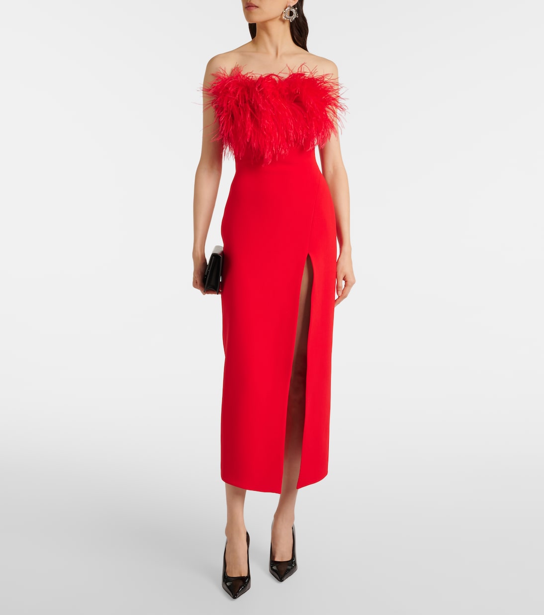 Abito midi con piume | David Koma