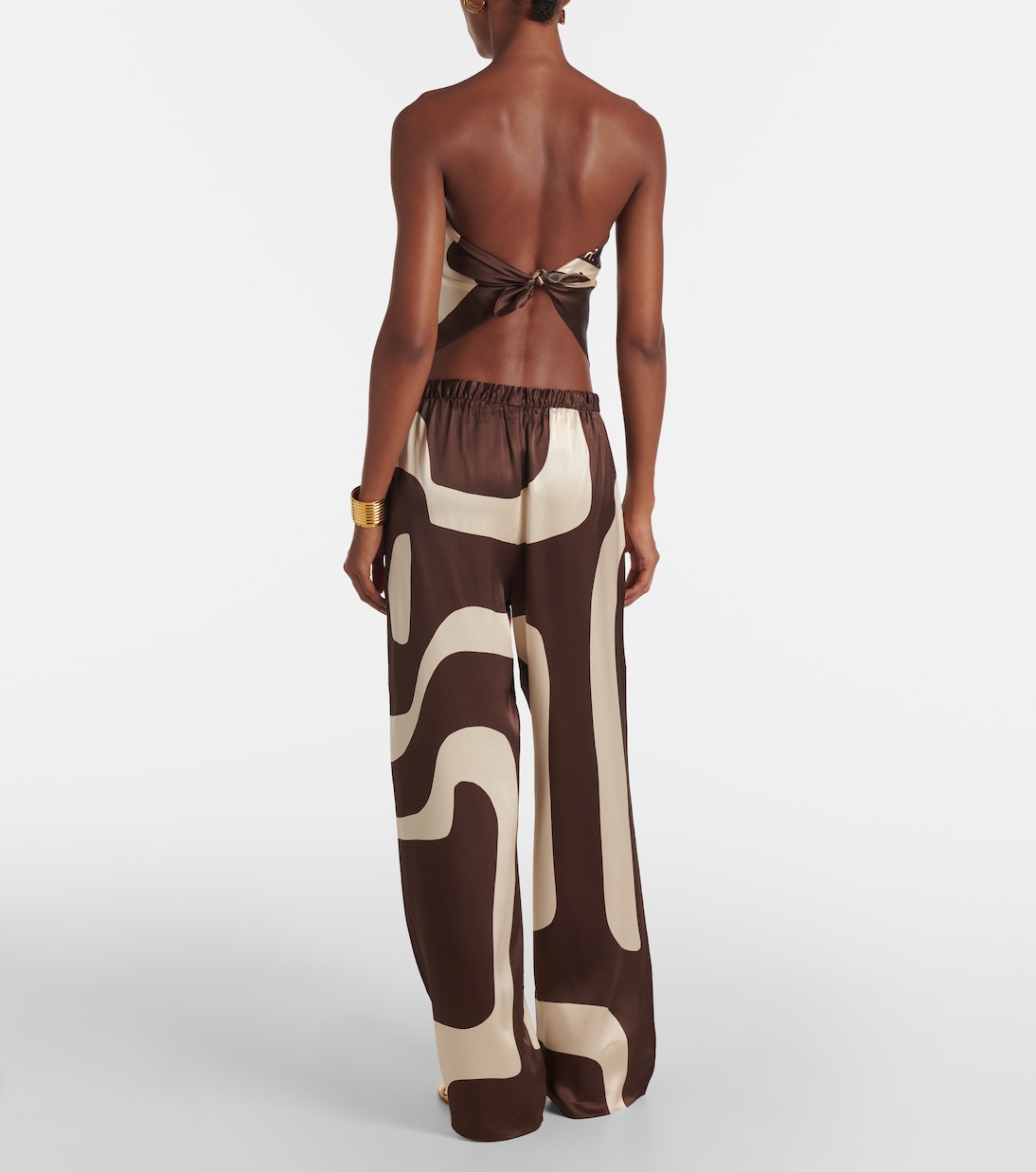 Printed silk satin bandeau top | SIR