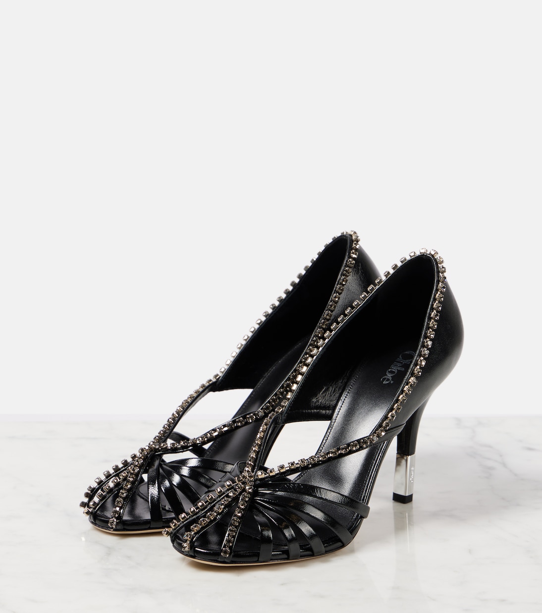 Pumps Leonie Dorsay in pelle con cristalli | Chloé
