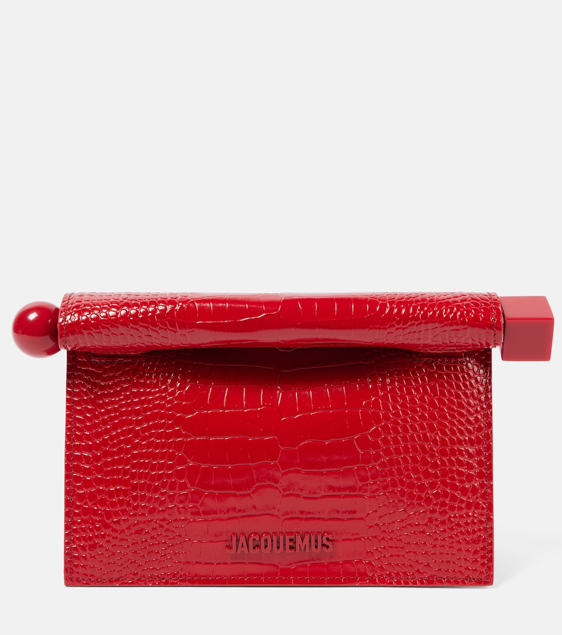 Rond Carré Small croc-effect leather clutch | Jacquemus