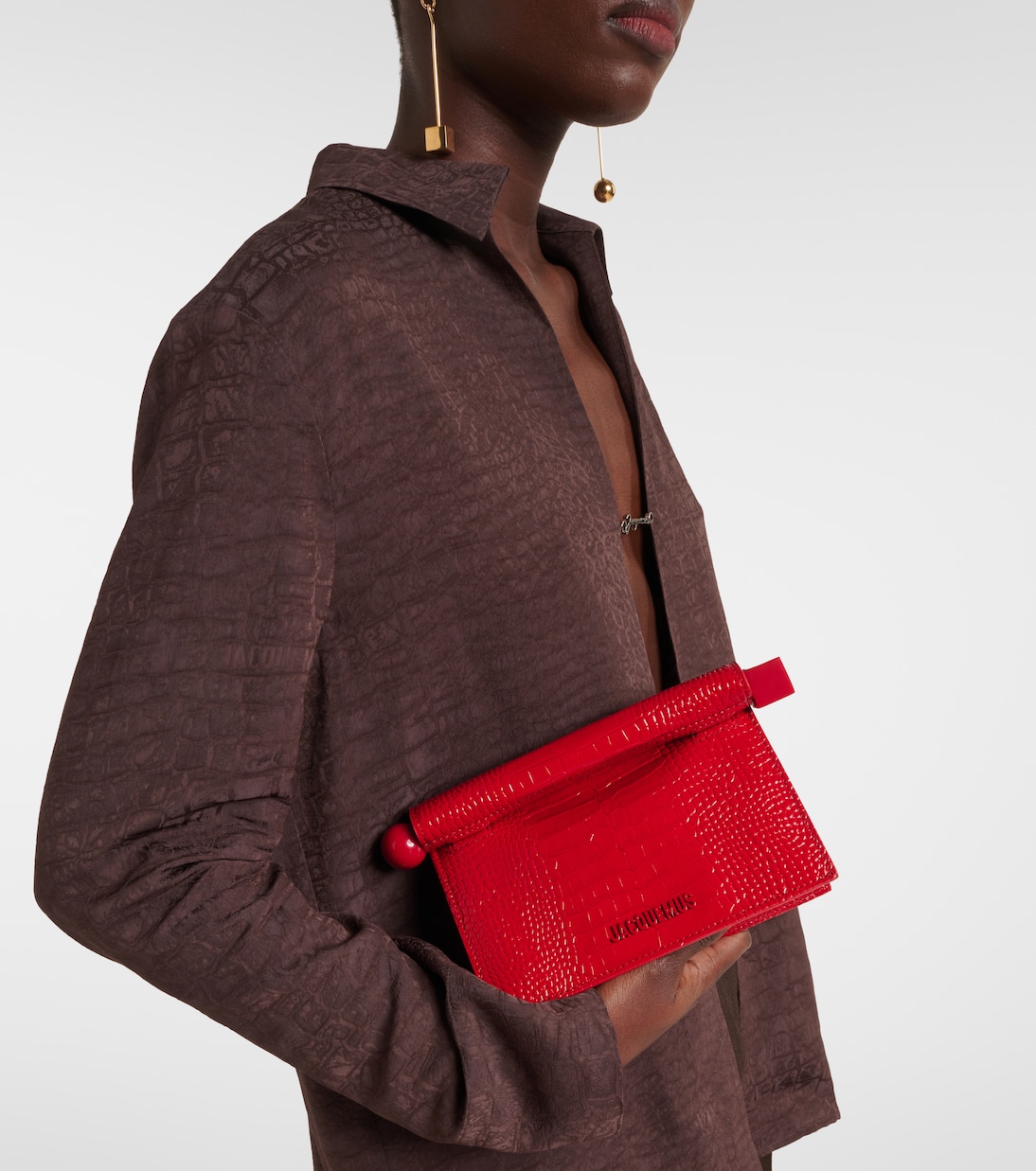 Rond Carré Small croc-effect leather clutch | Jacquemus