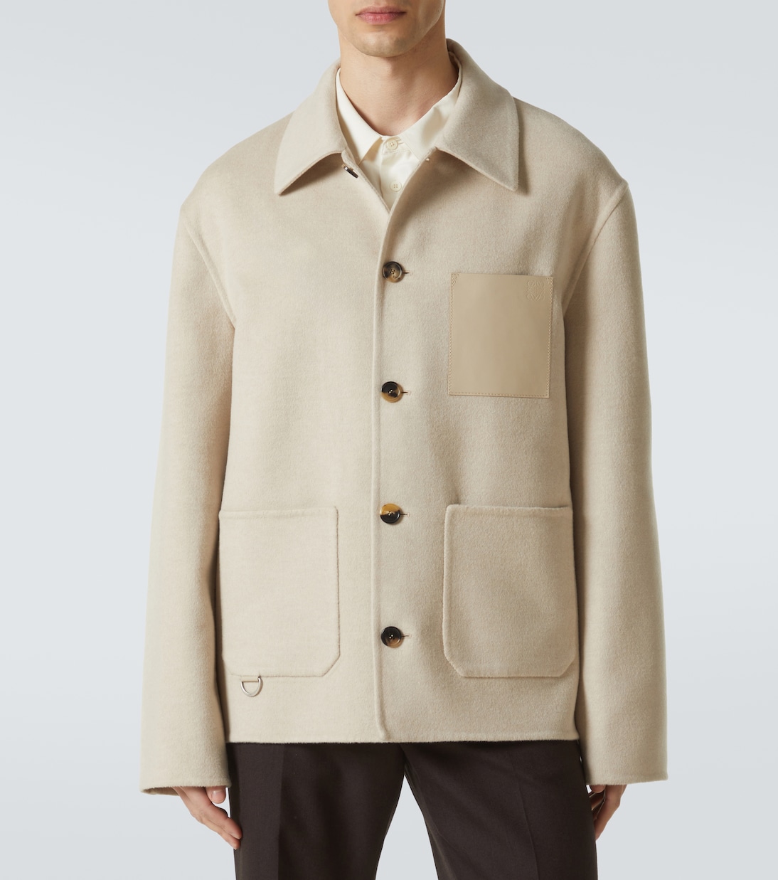 Leather-trimmed wool and cashmere jacket | Loewe