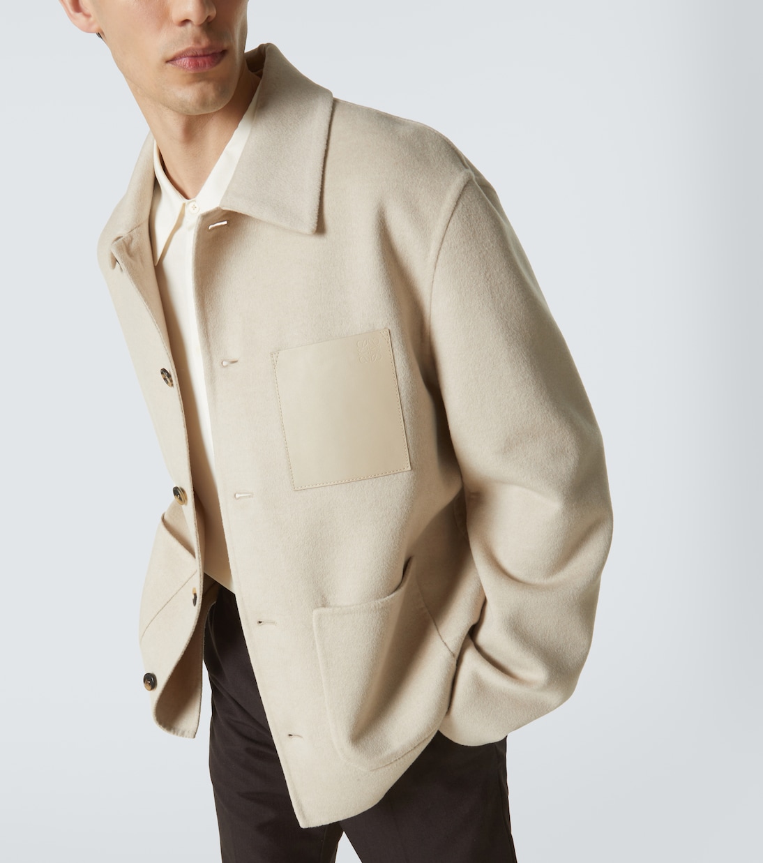 Leather-trimmed wool and cashmere jacket | Loewe