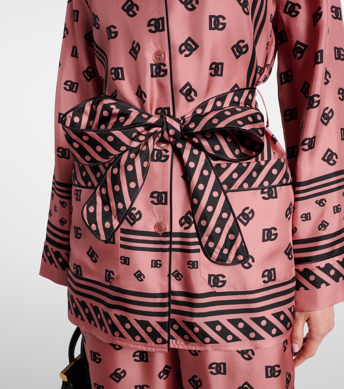 Camisa de satén de seda con DG | Dolce&Gabbana