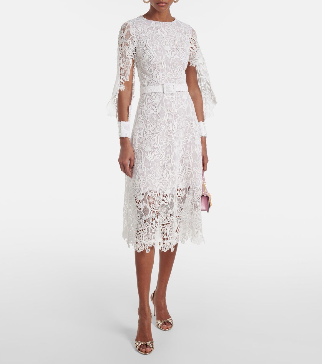 Abito midi in pizzo floreale | Oscar de la Renta
