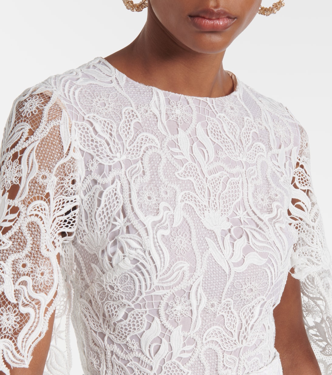 Abito midi in pizzo floreale | Oscar de la Renta