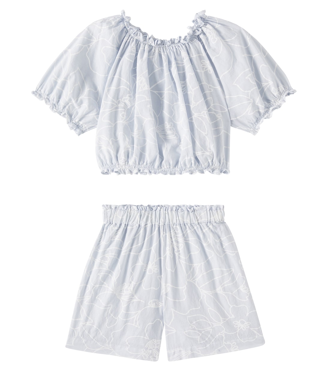 Top e shorts in cotone con stampa | Il Gufo