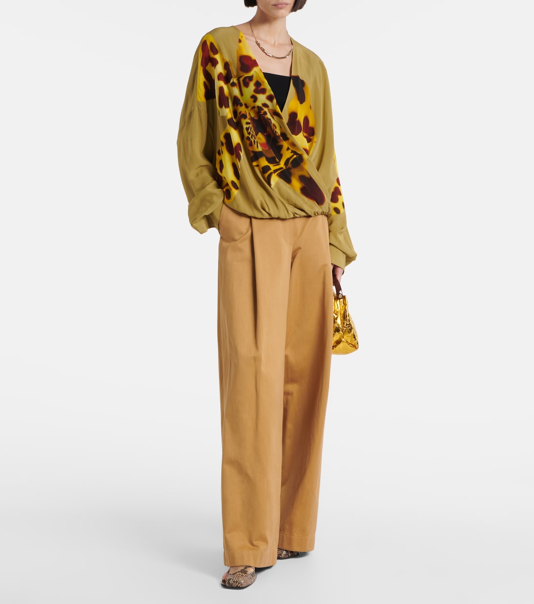 Printed draped satin blouse | Dries Van Noten