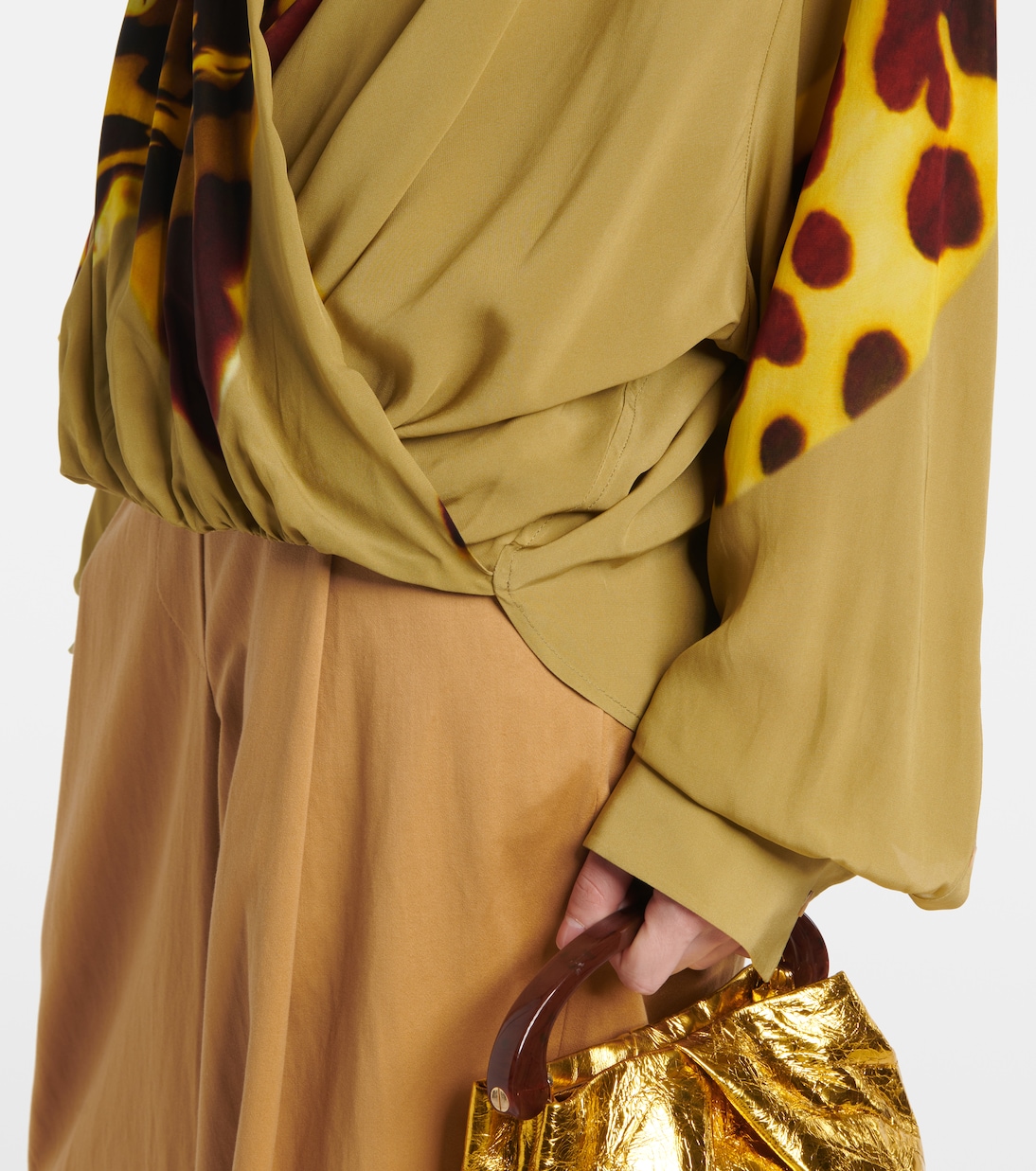 Printed draped satin blouse | Dries Van Noten