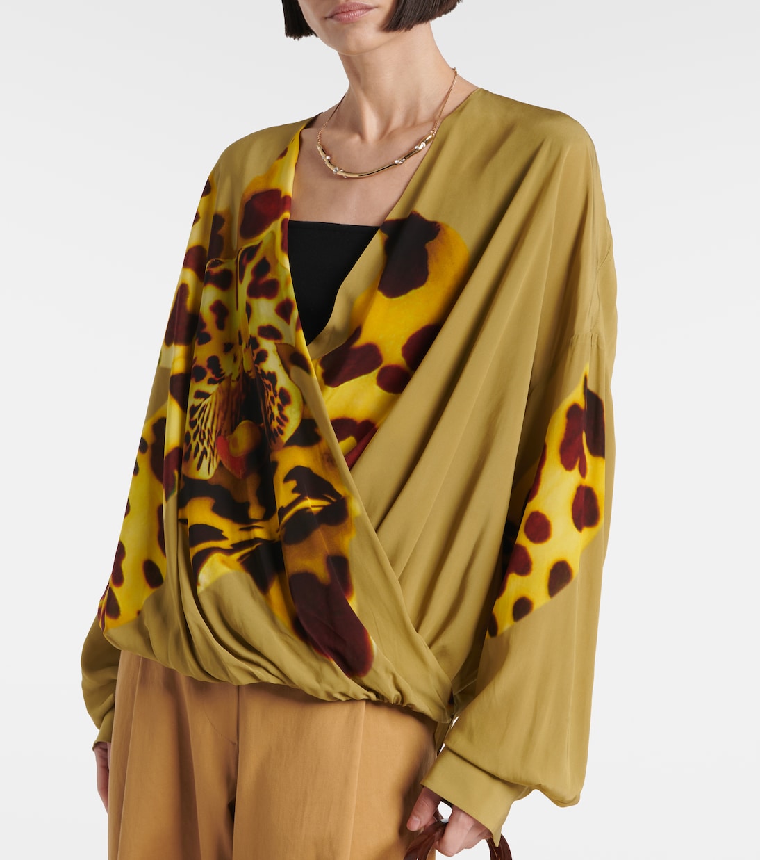 Printed draped satin blouse | Dries Van Noten