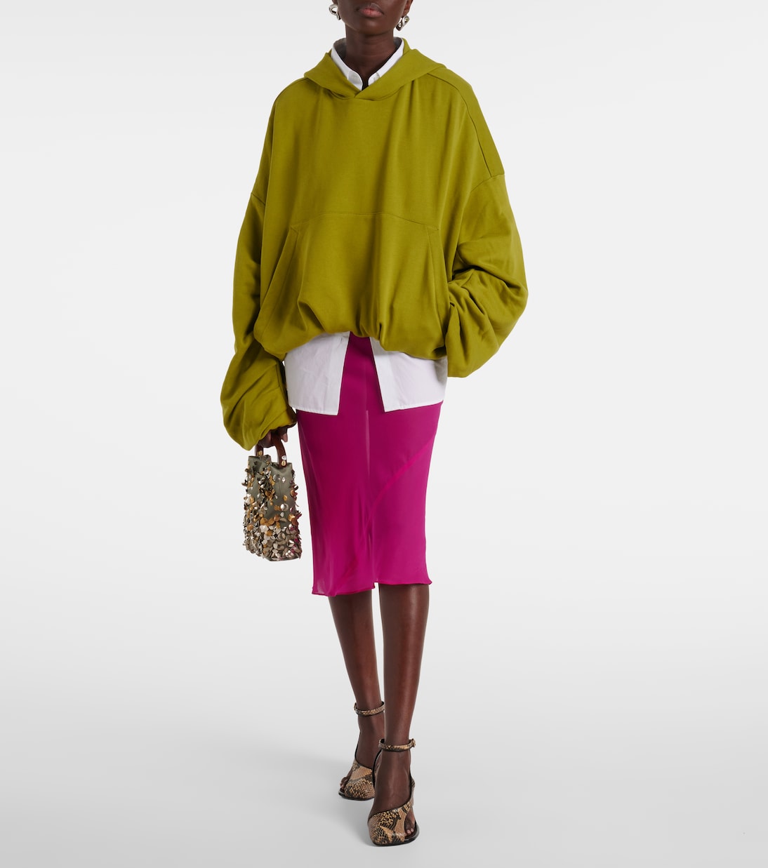 Gonna midi in raso di misto seta | Dries Van Noten