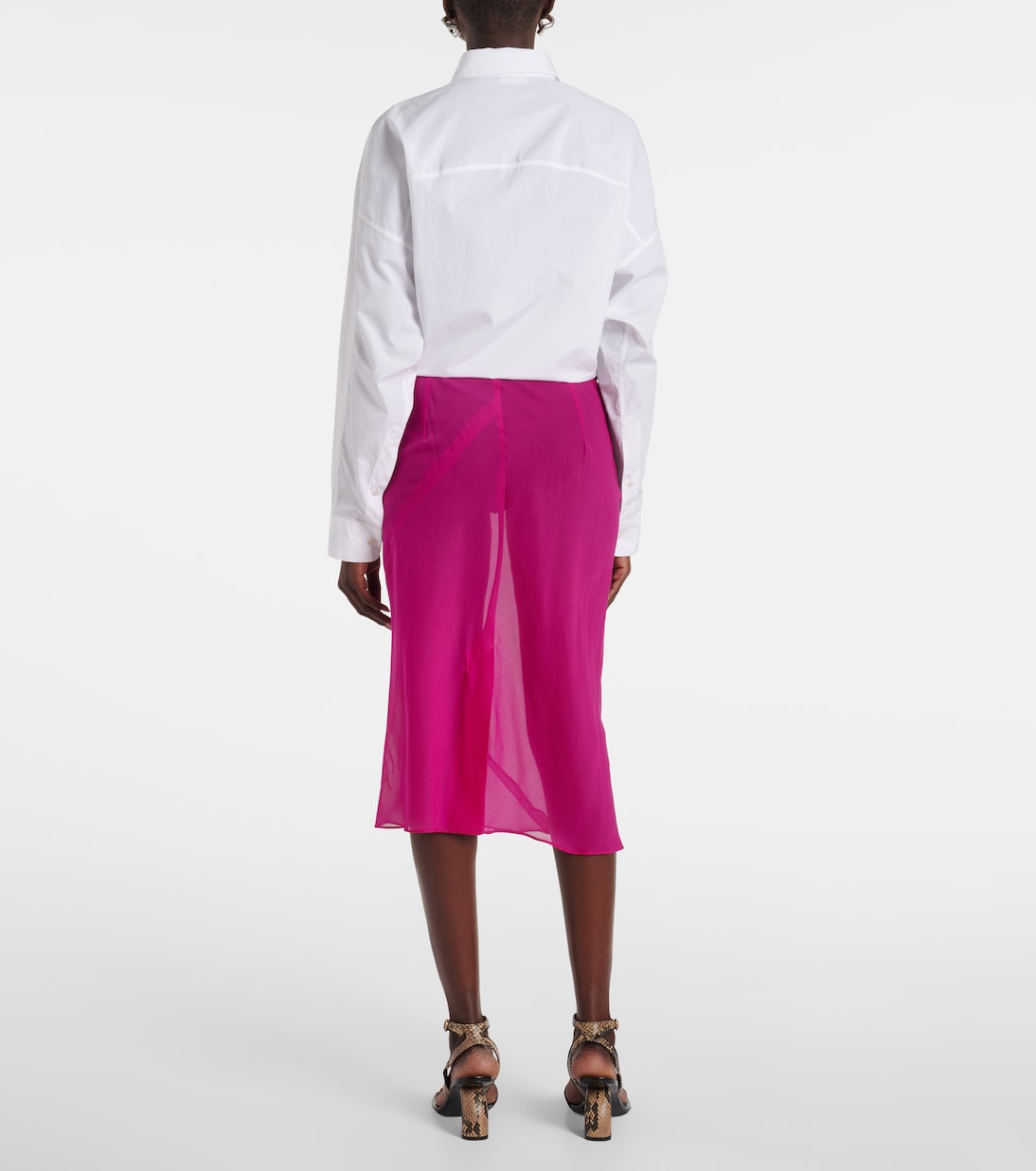 Gonna midi in raso di misto seta | Dries Van Noten
