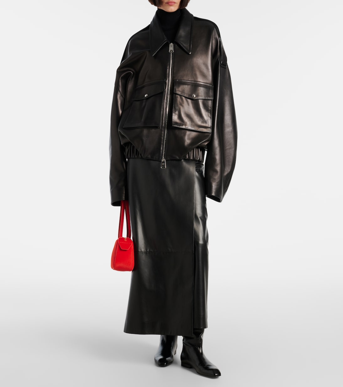 Owey oversized leather jacket | Khaite