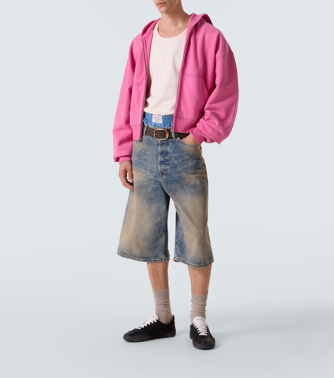 Embroidered cotton fleece zip-up hoodie | Acne Studios