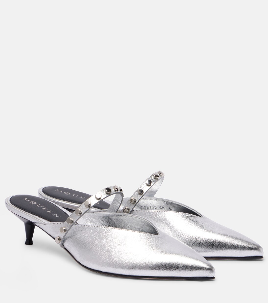 Verzierte Pantoletten aus Metallic-Leder | McQueen