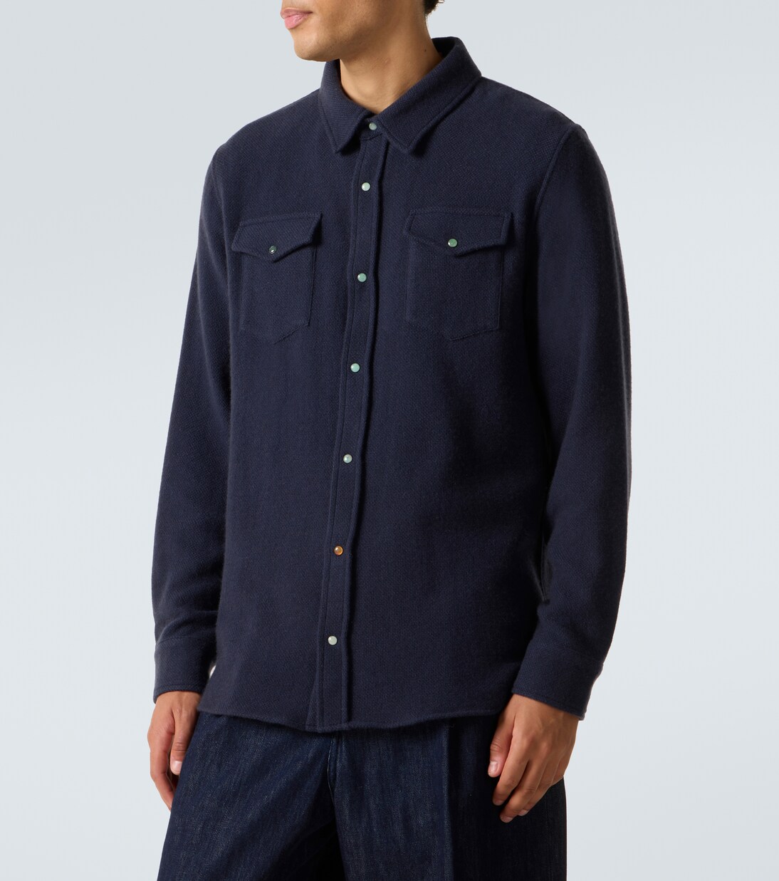 Cashmere shirt with emerald | God's True Cashmere