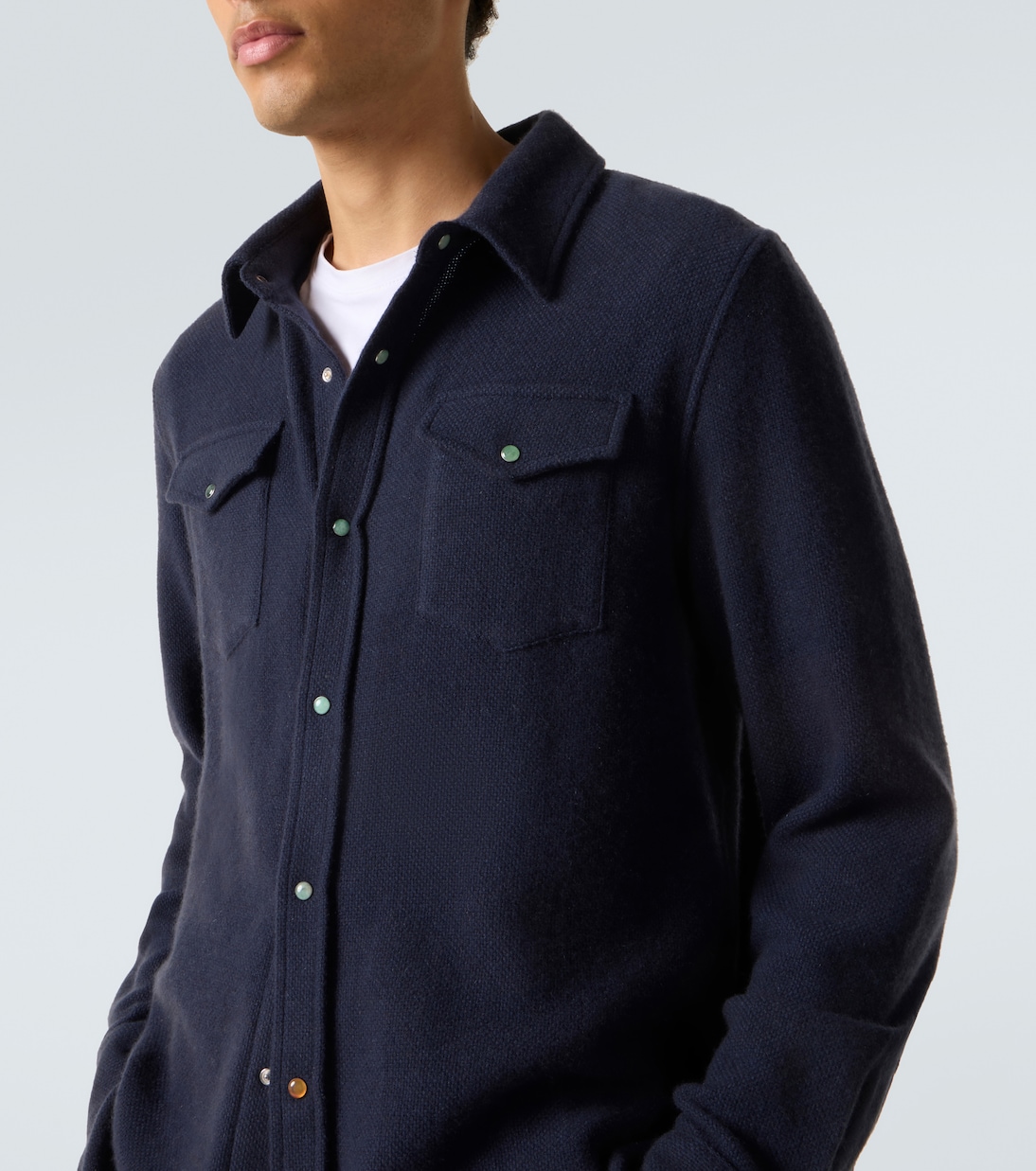 Cashmere shirt with emerald | God's True Cashmere