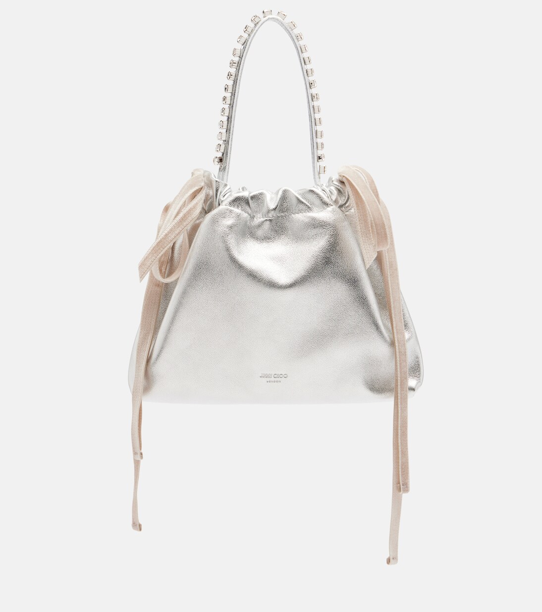 Drawstring Mini embellished leather shoulder bag | Jimmy Choo